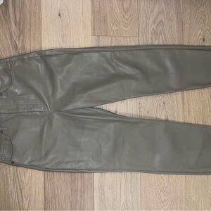 Olive Green Leather Pants